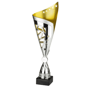 Sterrentrofee Skyline goud zilver met sterren en marmeren voet 37 tot 39 cm