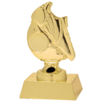 Voetbaltrofee Luuk goud 12,5 cm kunststof met voetbalschoen en voetbal